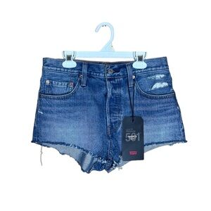 Levi’s Premium 501 Micro Shorts Denim Cut Off Jean Shorts Size 27 NWT